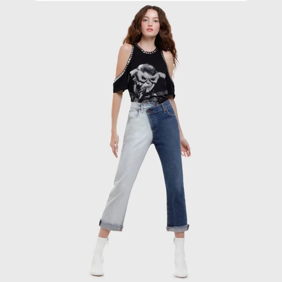 🌺SOLD 🌺Alice + Olivia David Bowie Studded Tee - Picture 2 of 9